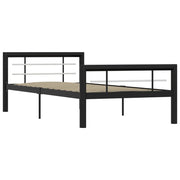 Letto singolo | Letto per adulti | Giroletto Nero e Bianco in Metallo 90x200 cm
