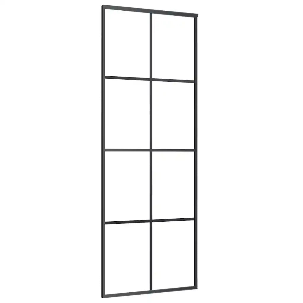 Porta Scorrevole con Ferramenta Nera 76x205 cm in Vetro ESG