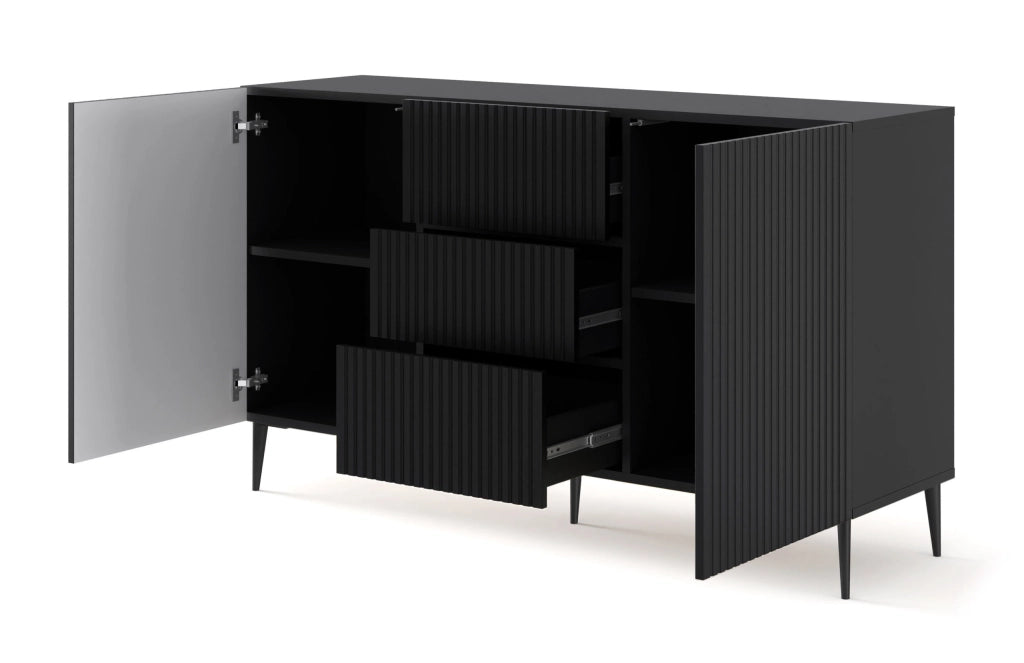 MOBILE RAVENNA B MOBILE IN MDF RIVESTITO IN FOGLIO 2D3S 150 NERO OPACO GAMBE NERE
