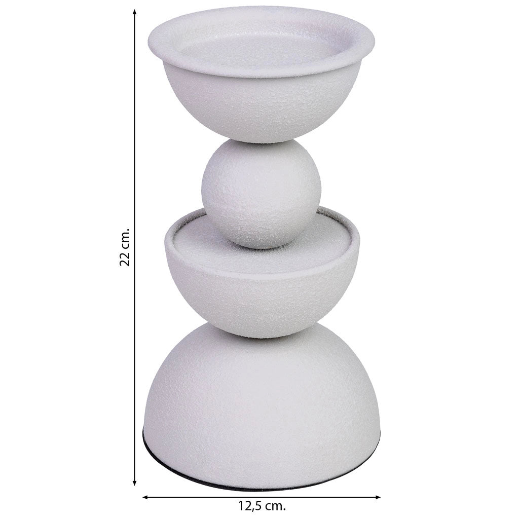 Portacandele in metallo bianco 12,5x12,5x22h cm