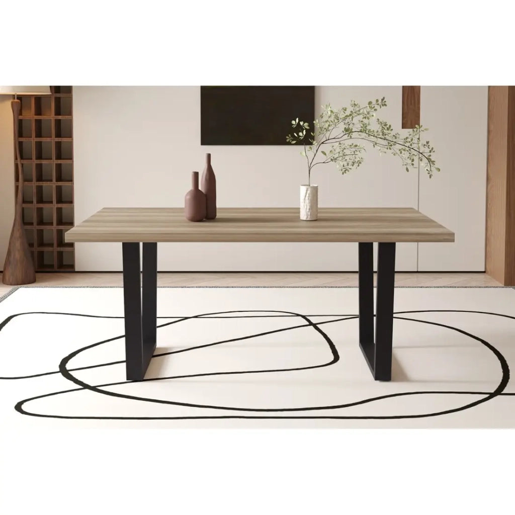 Tavolo da pranzo ALTONIA – 180x90 cm – Effetto legno di mango – Gambe in metallo – Design industriale e accogliente