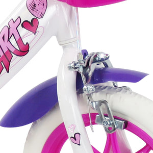 SCH HEART 12", bicicletta per bambini, adatta a bambini tra i 3 e i 5 anni, per altezza tra 85 e 105 cm, cestino, trombe