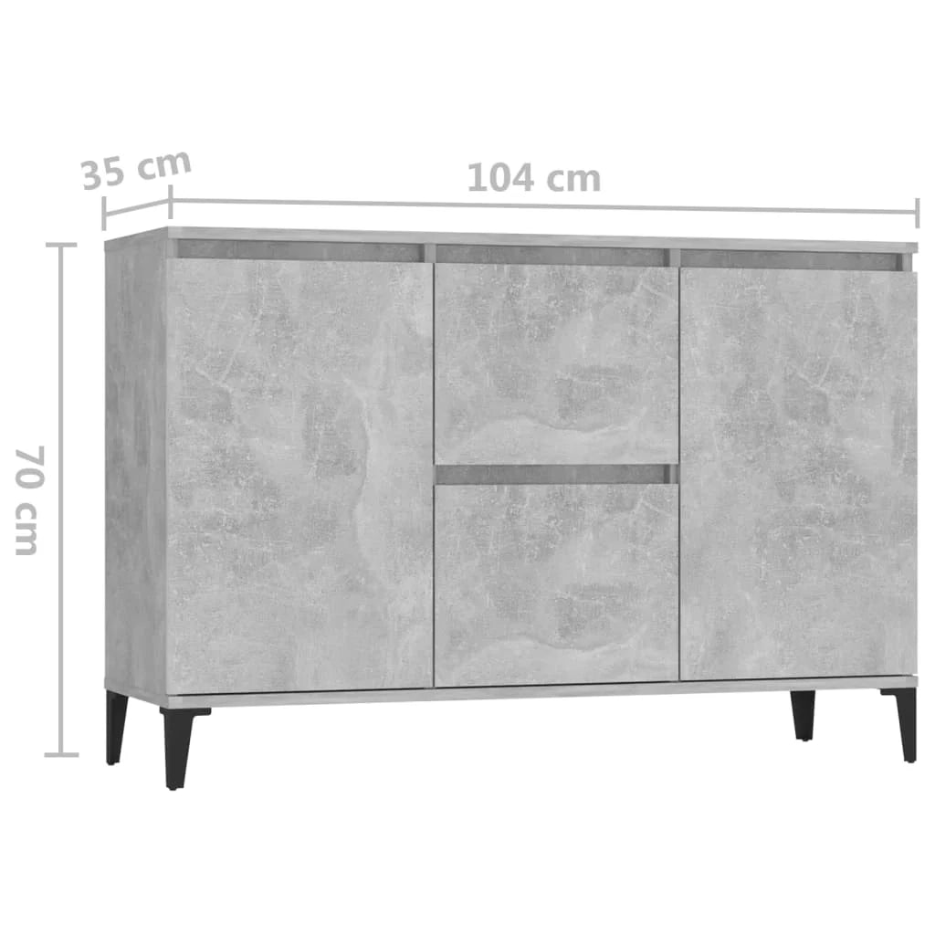 Buffet credenza cassettiera armadio mobile contenitore organizer per cucina soggiorno salotto 104 x 35 x 70 cm legno ingegnerizzato grigio 02_0031844