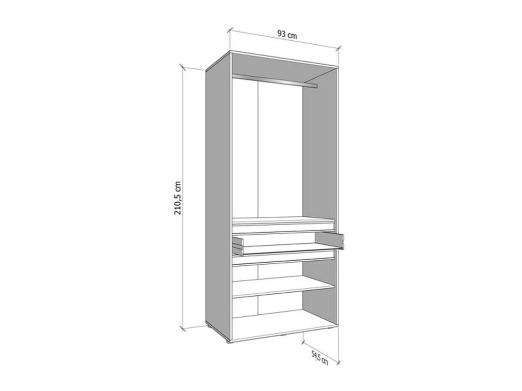 Armadio Camera da Letto Vimercati, Guardaroba Grande 3 Ripiani, 93x210.5h cm Bianco