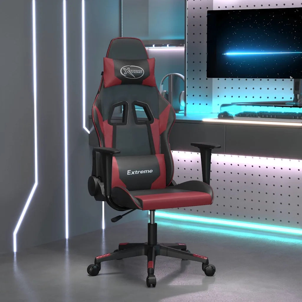 Sedia Gaming | Sedia da e-sports Nero e Rosso Vino in Similpelle