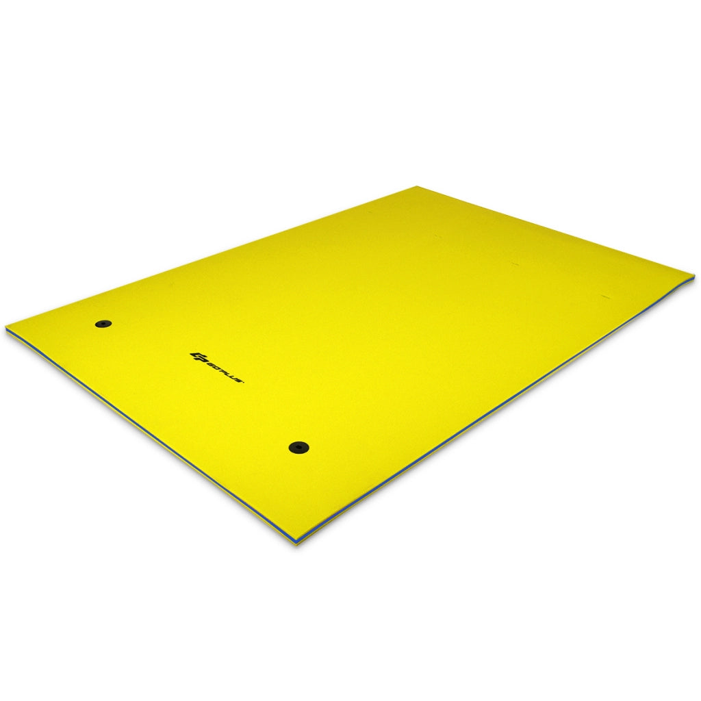 Tappeto galleggiante in schiuma con cuscino per piscina mare, Materassino galleggiante per rilassarsi Giallo-Sport acquatici