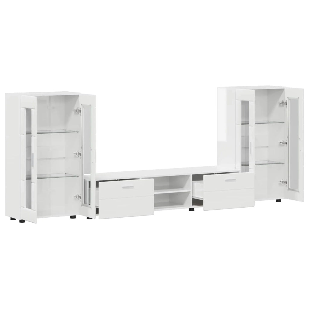 Set mobile TV FLORIN 3 pcs Bianco Lucido Legno multistrato 3397938