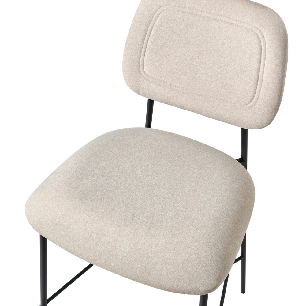 Set di 2 sedie da bar Tappezzeria in velluto beige chiaro Struttura in ferro nero Seduta ad altezza banco Mobili da sala da pranzo Design moderno