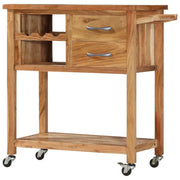 Carrello da Cucina 80x45x91 cm in Legno Massello di Acacia cod mxl 55570