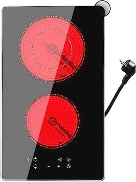 Piastra elettrica a induzione 2 fuochi - 28 cm - 2 Bruciatori Spina + Al Kroonlijst - con telaio in alluminio, 13 ampere presa - 99 minuti - timer - touch screen - 220-240 V - 3200 W
