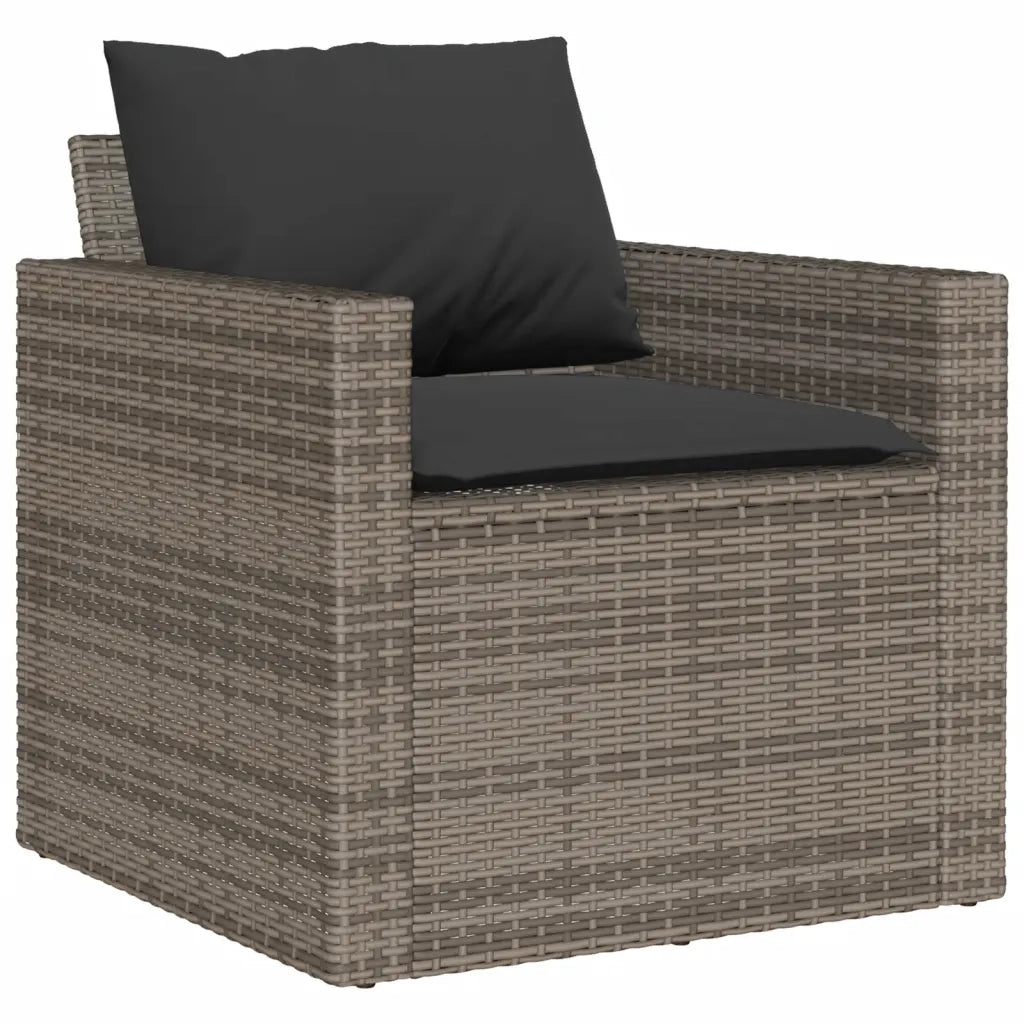 Set Divani da Giardino 4 pz con Cuscini in Polyrattan Grigio 366361