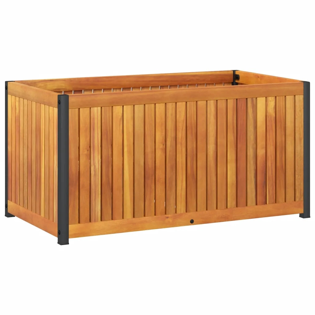 Fioriera | Cassetta per fiori | Vaso da Giardino 85x45x44 cm in Legno Acacia e Acciaio