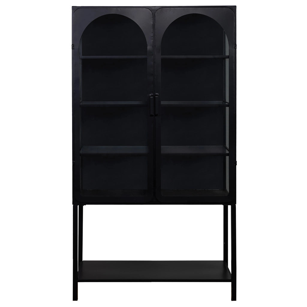 Vetrina in metallo laccato nero a 2 porte 88x44x160