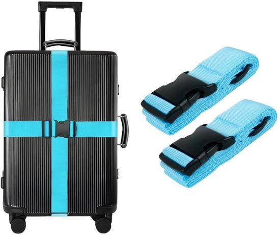 Set di Cinture per Bagaglio da 2 - Cinture per Valigia Adattabili - Sostenibile - Impermeabile - Alta Resistenza - Adatto per Bagagli da Viaggio Aereo