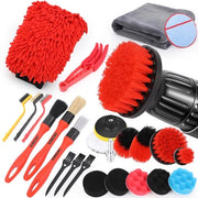 Set di pulizia completo per interno ed esterno dell'auto - Kit di pulizia auto con spazzola a setole, spazzola a pelo, griglia di ventilazione e pulitore di pelle - Ideale per dashboard, motore e uso domestico