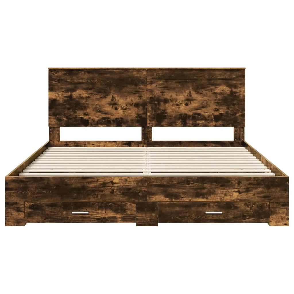 Struttura del letto Rovere fumé 200 x 200 cm Legno multistrato