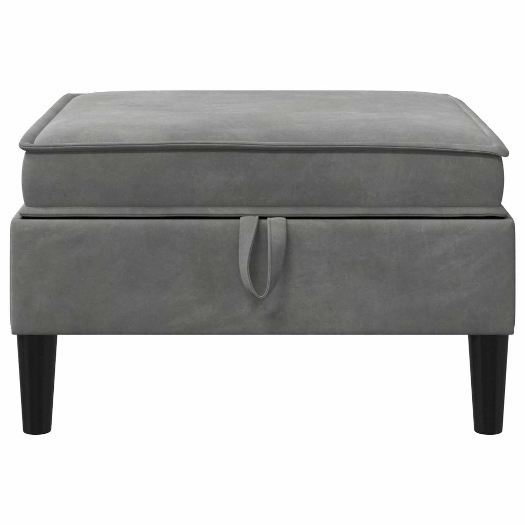 Pouf con Storage Grigio Scuro Velluto 42027134