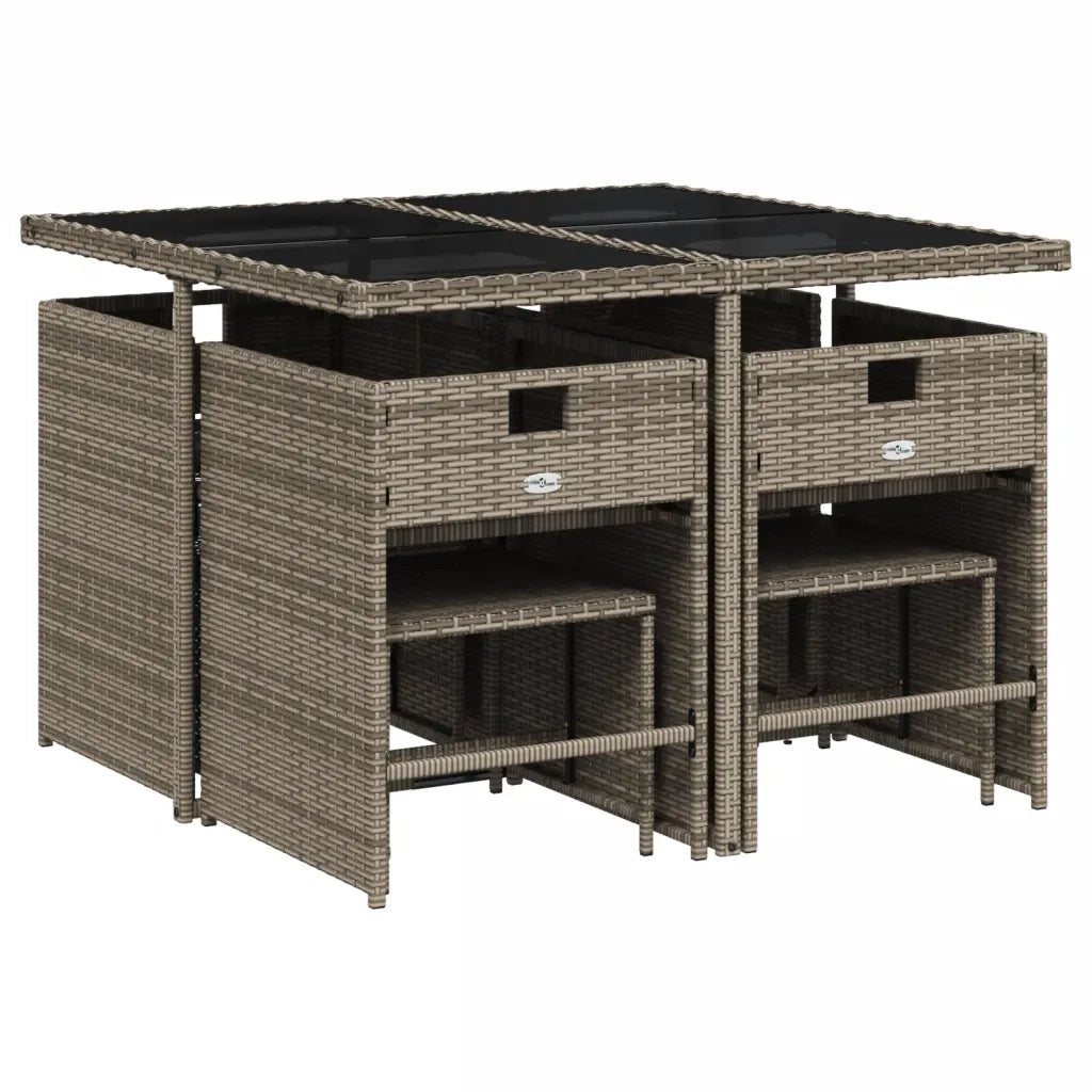 Set da pranzo da giardino da 9 pz con Cuscini in Polyrattan Grigio 3277908