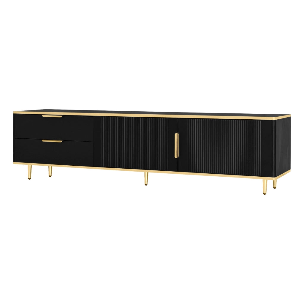 Cassettiera per TV nera; in MDF e truciolare; lunghezza 170 cm