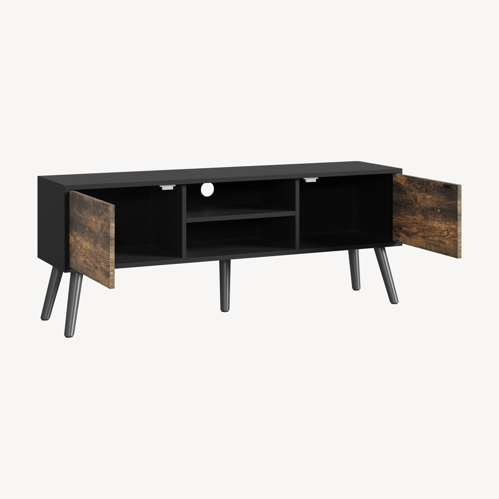 Mobile Porta TV Eskilstuna a 2 Ante e Ripiani 120 x 30 x 47 cm - Nero/ Color Legno Scuro [en.casa]
