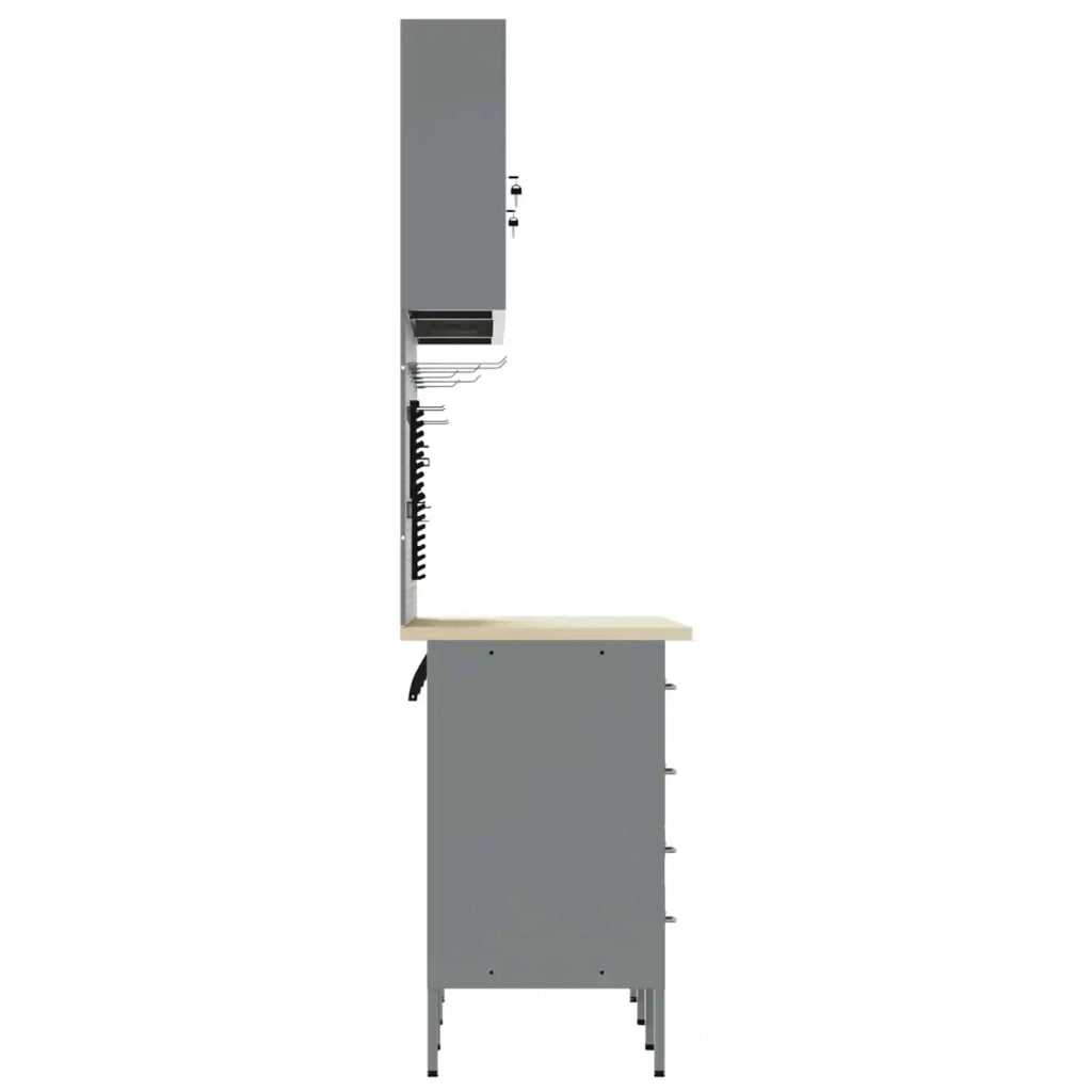 Mobile da lavoro 8 pcs Rosso Legno ingegnerizzato e acciaio 3321467