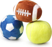 Giocattoli interattivi per cani piccoli e medi, pallone da calcio, palloni da calcio e tennis per cani, riempiti di giocattoli per cani soffici emettenti suoni, giocattoli da esterno per cuccioli, regali per cani compleanno