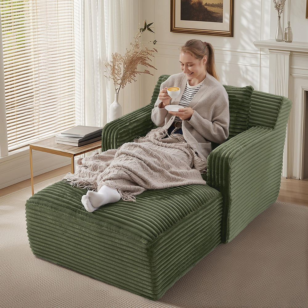 Divano letto in velluto costato - Xylo - Convertibile in chaise longue
