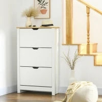 Scarpiera Slim per 18 Paia di Scarpe, 3 Cassetti con 2 Ripiani Regolabili e Rimovibili, 72x26x112 cm, Bianco