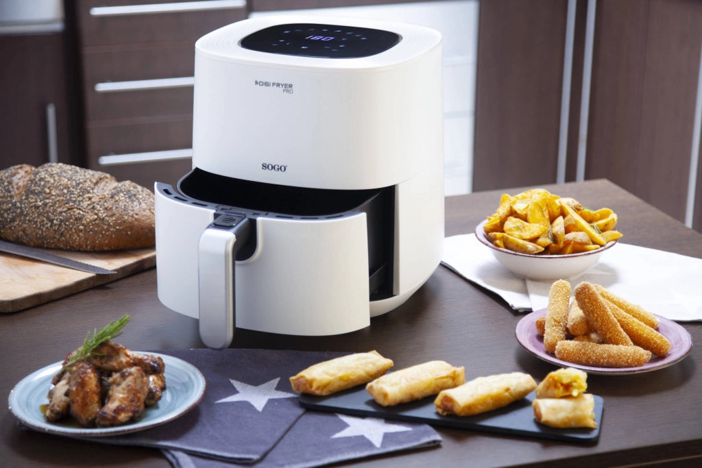 Friggitrice ad aria calda 5,5L senza olio, display LED touch, 8 programmi preimpostati, timer 60min temperatura 80-200°C - SOGO