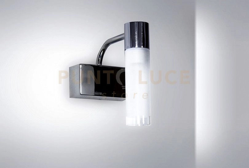SISTER&BROTHER APPLIQUE PER SPECCHI FINITURA NICHEL SATINATO VETRO SATINATO 1 LUCE ATTACCO G9