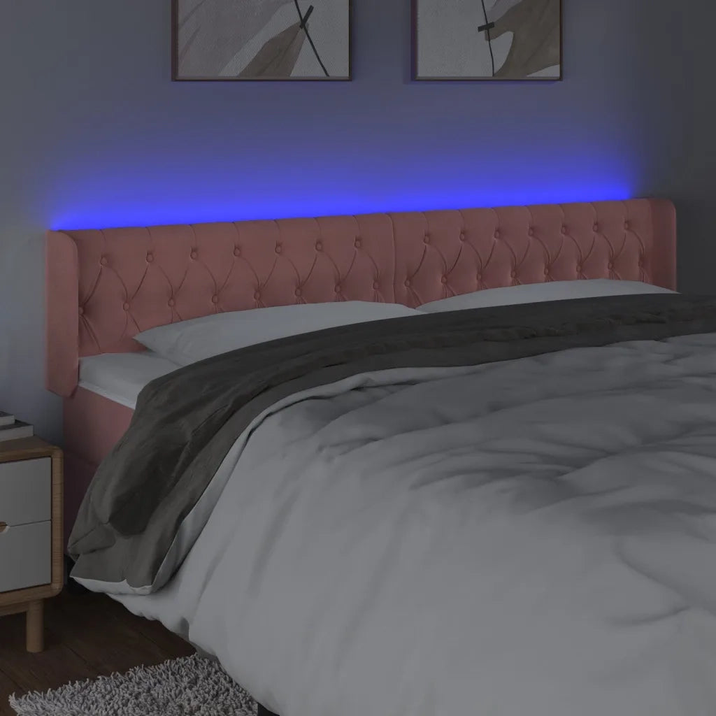 Testiera a LED Rosa 203x16x78/88 cm in Velluto 3123643