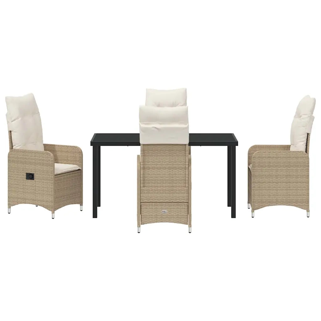 Set da Pranzo per Giardino con cuscino 5 pcs Beige polyrattan 3379655