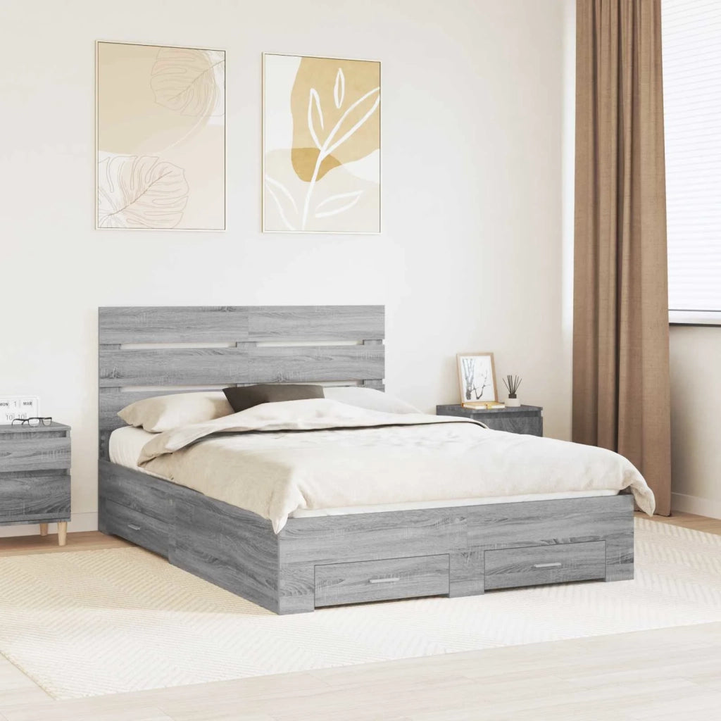 Struttura del letto con cassetto Grigio Sonoma 150 x 200 cm 3411963