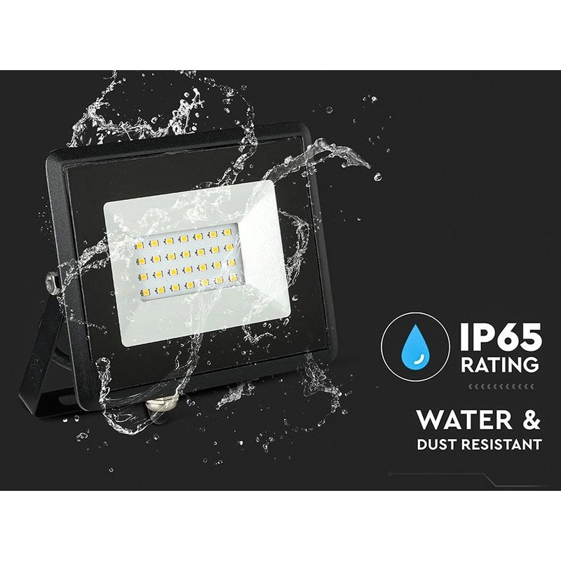 Faro Led Flood Light 20W Carcassa Nera IP65 Caldo 3000K Super Slim SKU-215946