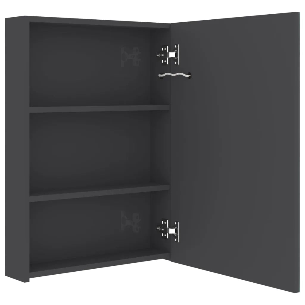 Armadietto Bagno con Specchio e LED Grigio Lucido 50x13x70 cm 326498