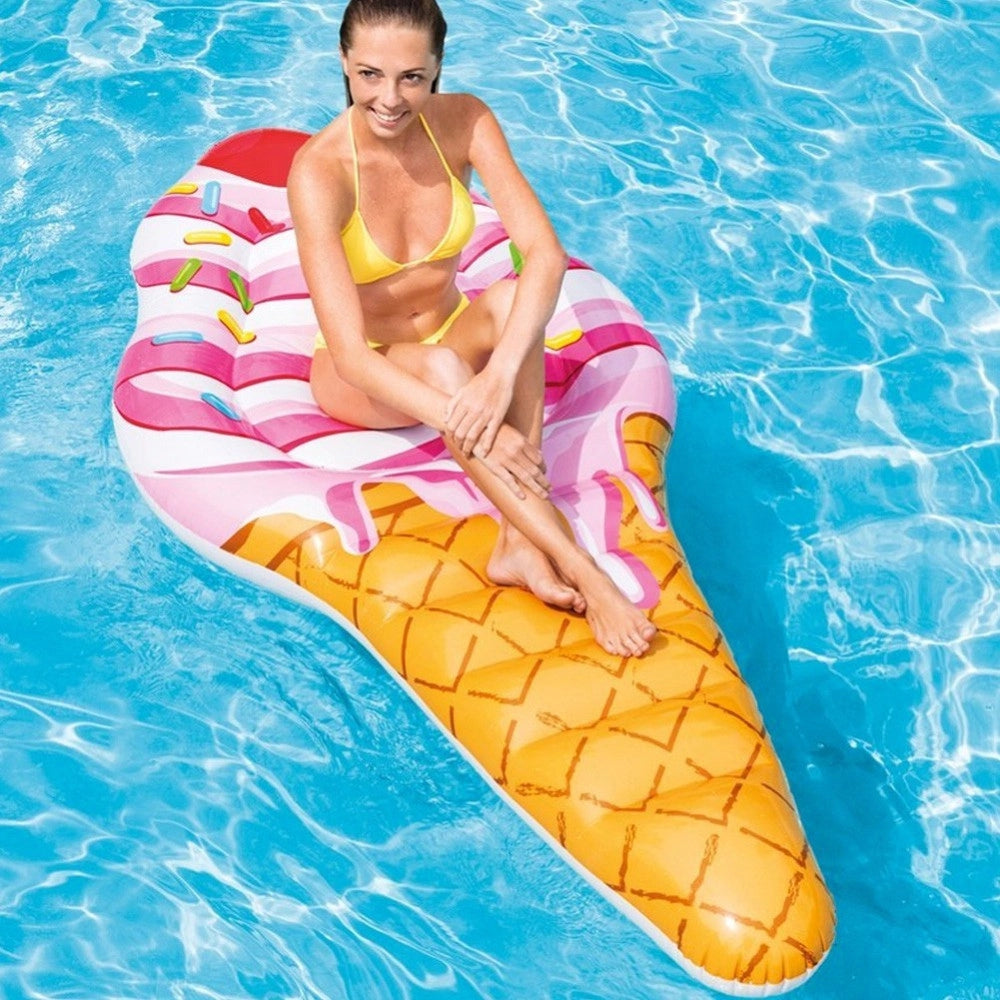 Trade Shop - Materassino Isola Gonfiabile Cono Gelato In Pvc Mare Piscina 224x107cm -