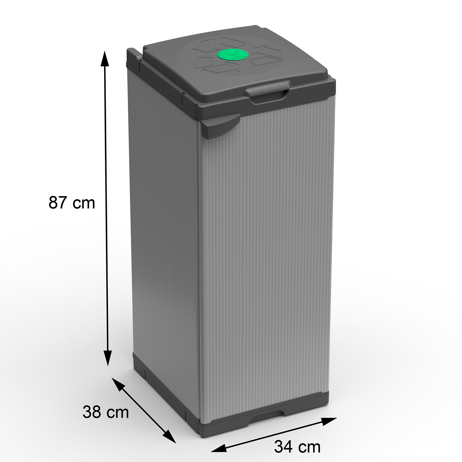 Pattumiera 1 Anta 34x38x87 cm Raccolta Differenziata con Portasacco 80 Litri