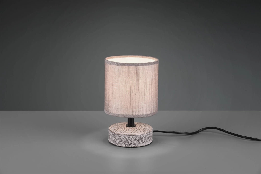 MARIE LAMPADA DA TAVOLO BASE CERAMICA DECORATA CON PARALUME MARRONE H. 20,5CM ATTACCO E14