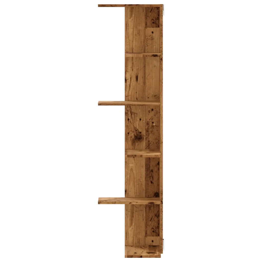 Scaffale Angolare Muro Legno Antico 36,5x36,5x140cm Multistrato