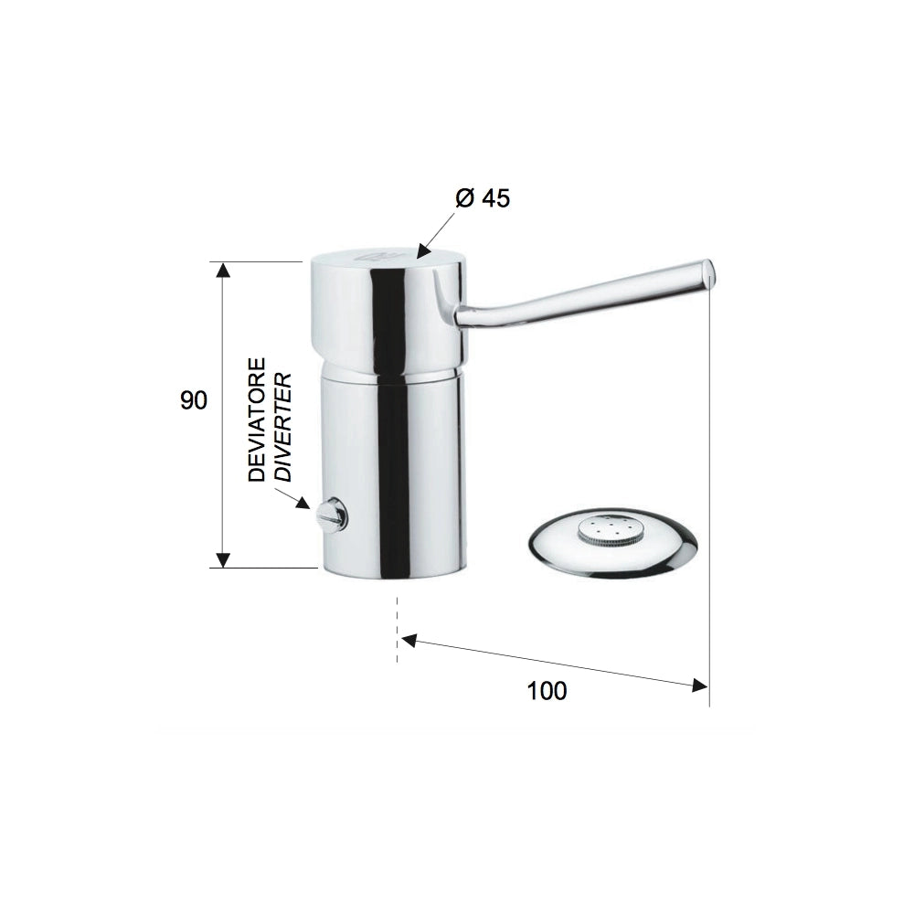 Rubinetto bidet con deviatore e doccetta serie minimal