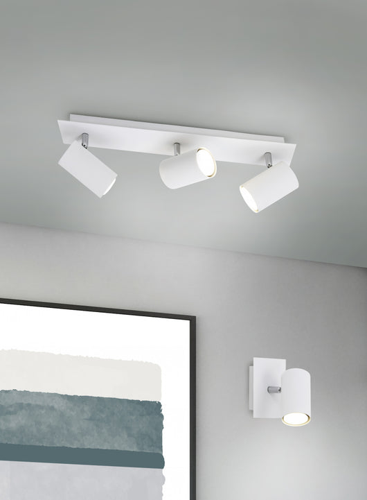 Barra 3 spots cilindro, acciaio, bianco,48 cm, Marley