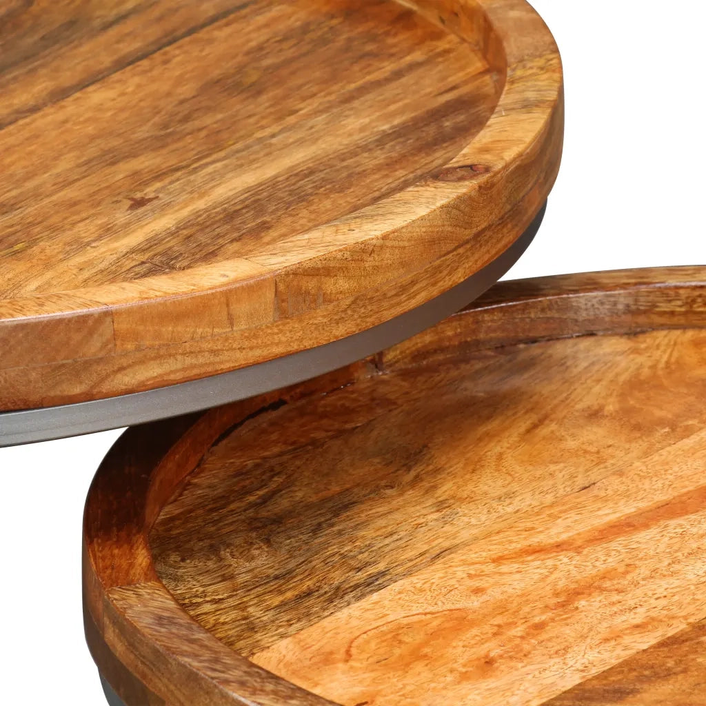 Set 2 pz Tavolini da salotto | Tavolino da caff¨¨ | Tavolino da Soggiorno in Legno Massello di Mango