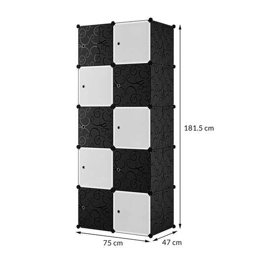 Armadio 10 Moduli in Plastica Colore Bianco e Nero EAN 8024299800754