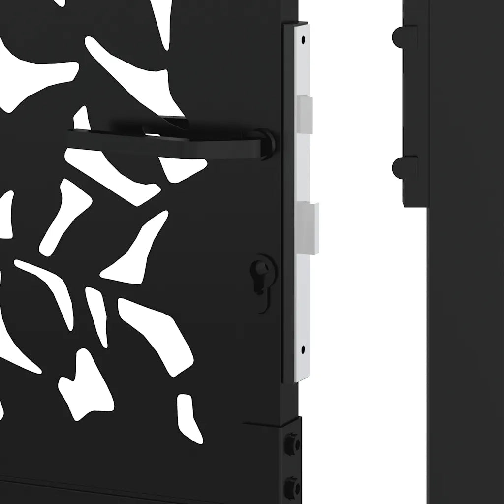 Cancello Giardino Nero 105x155 cm in Acciaio Design a Foglia