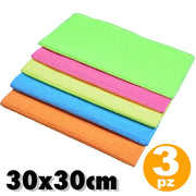Trade Shop - 3 Pezzi Panno Strofinaccio Da Cucina In Microfibra 30 X 30 Cm Pulizia Casa Bagno -