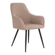 Set 2 poltronine da pranzo Harbo in bouclé beige con braccioli e gambe nere