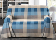Telo Arredo Granfoulard Copritutto Salvadivano 100% Cotone Disegno Scotland - Matrimoniale - Azzurro