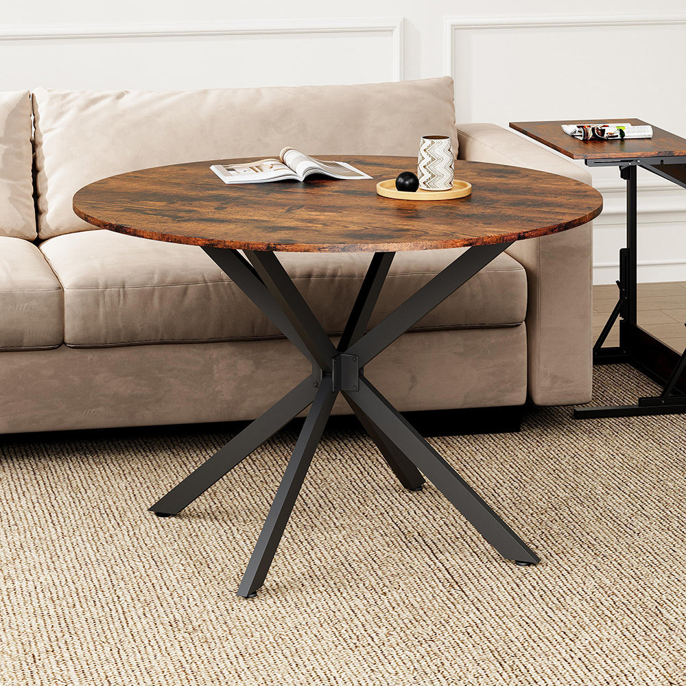 Tavolo da pranzo rotondo stile industriale - Xylo - ?120 cm - Vintage marrone-nero