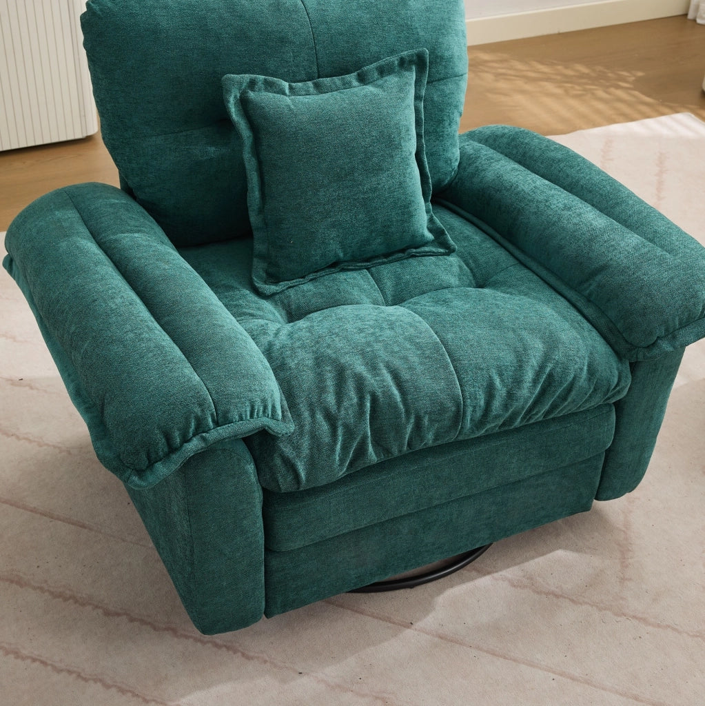Poltrona girevole Chenille 360° oversize con cuscino di supporto per soggiorno, camera da letto e cameretta
