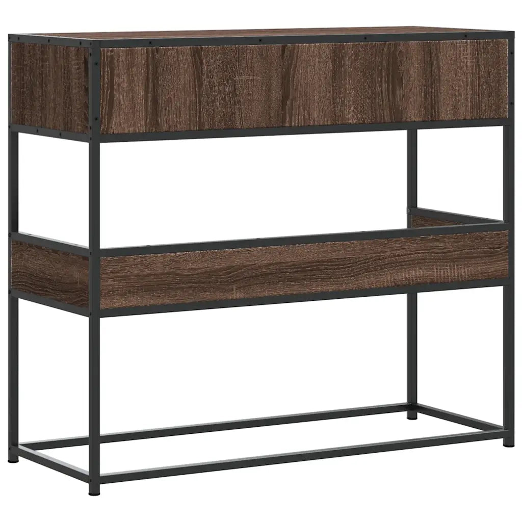 Tavolo Consolle | Tavolo d'Ingresso Rovere Marrone 90x35x80 cm Legno Multistrato